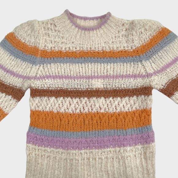 NWT Rebecca Taylor Fluffy Stripe Bishop Sleeve Knit Sweater Women's Small - Picture 4 of 14